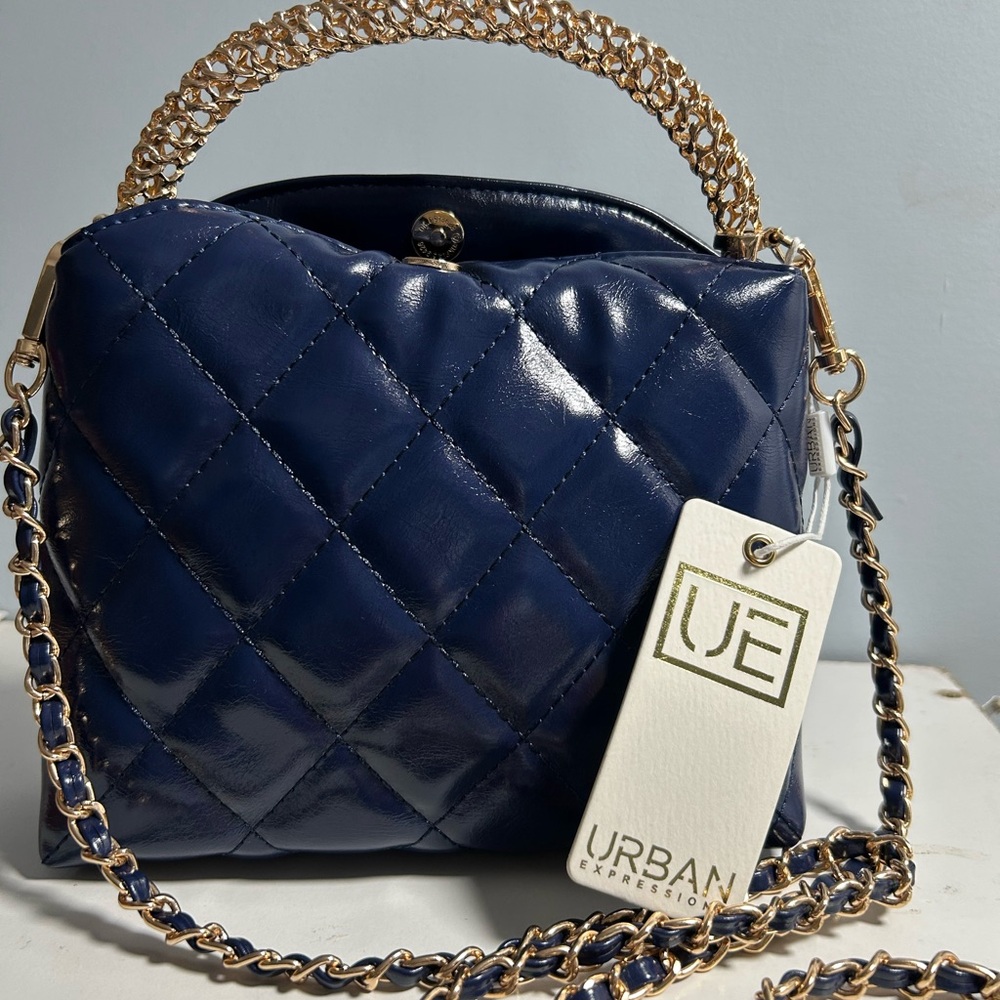 Urban Expressions Navy Quilted Mini Chain-Handle Bag